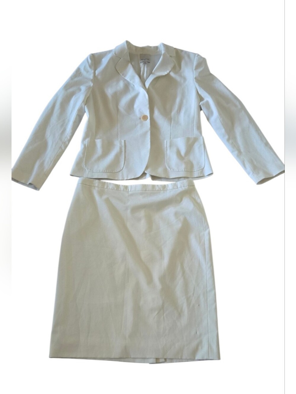 Anne Klein 2 White Skirt Suit Set Size 12 Blazer Jacket Pencil Skirt